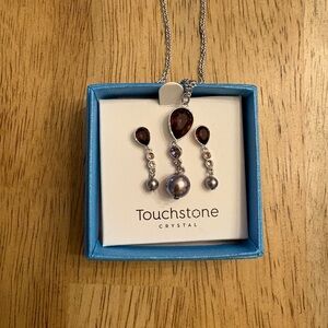 Touchstone Crystal Silver and Purple/Pearls) Necklace Set
